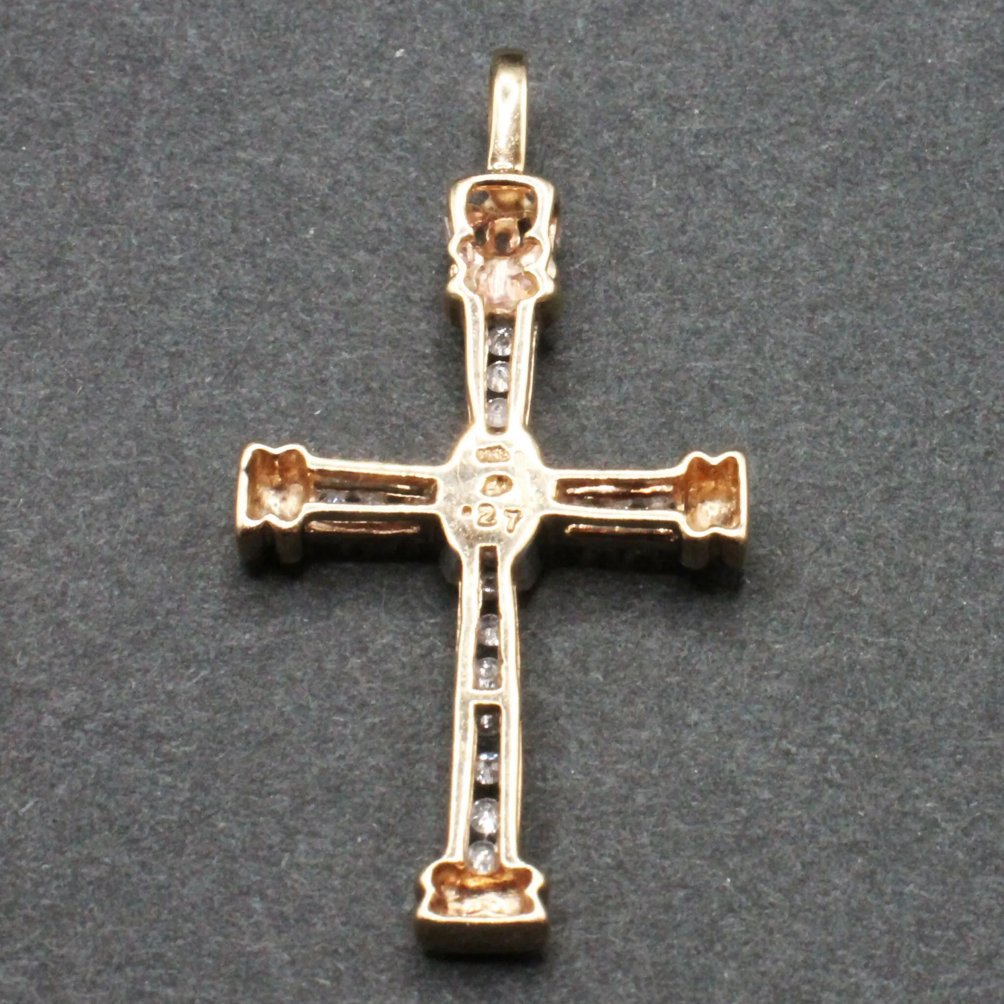 9ct two tone gold and diamond crucifix pendant
