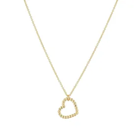 9kt Yellow Gold Beaded Heart Pendant Necklace