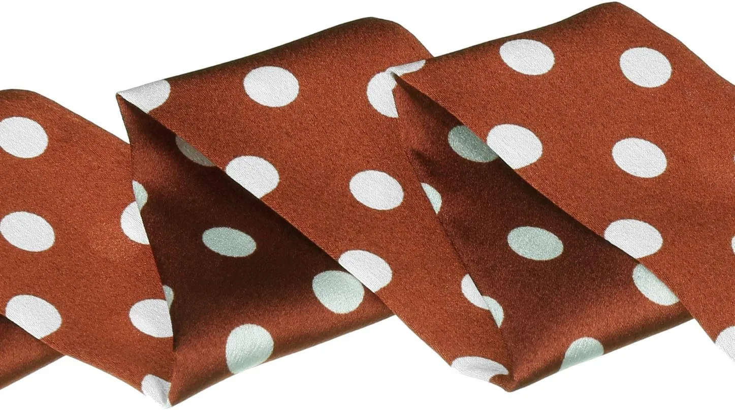 Allegra K 50s Skinny Silky Scarf Polka Dots Waistband Long Narrow Neckscarf Bag Handle Accessory