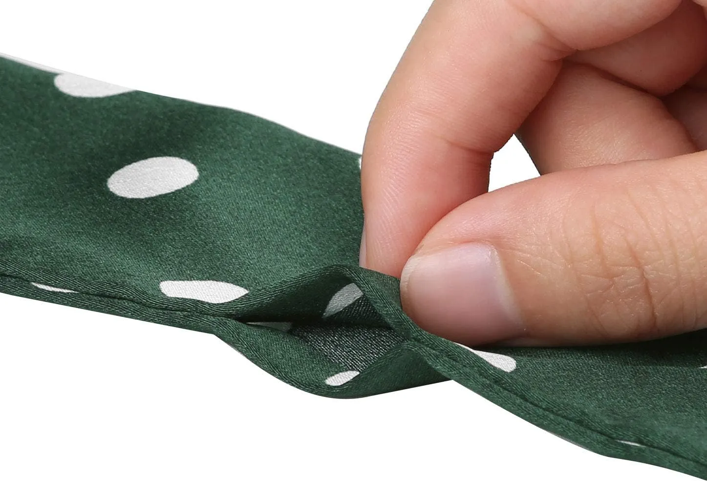 Allegra K 50s Skinny Silky Scarf Polka Dots Waistband Long Narrow Neckscarf Bag Handle Accessory