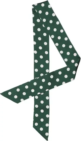 Allegra K 50s Skinny Silky Scarf Polka Dots Waistband Long Narrow Neckscarf Bag Handle Accessory