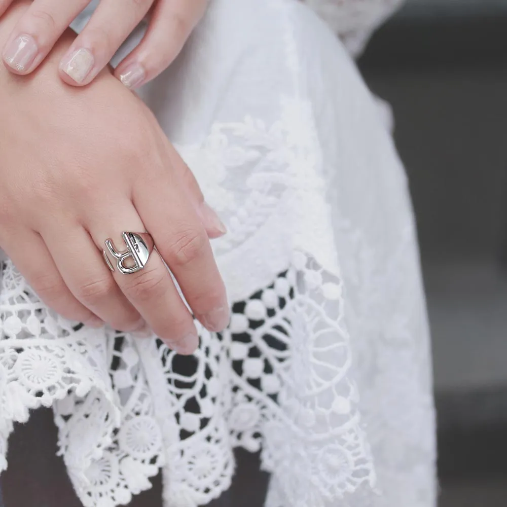 Alphabet Ring In Silver-Tone
