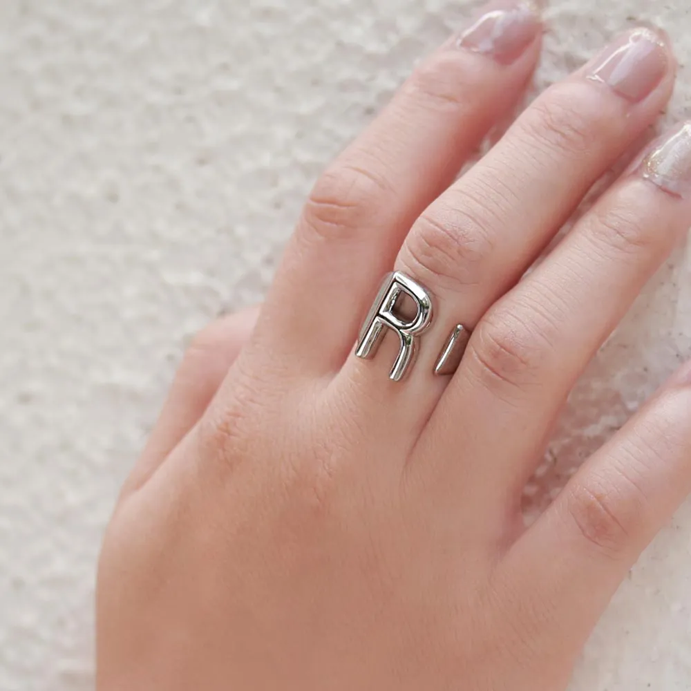 Alphabet Ring In Silver-Tone