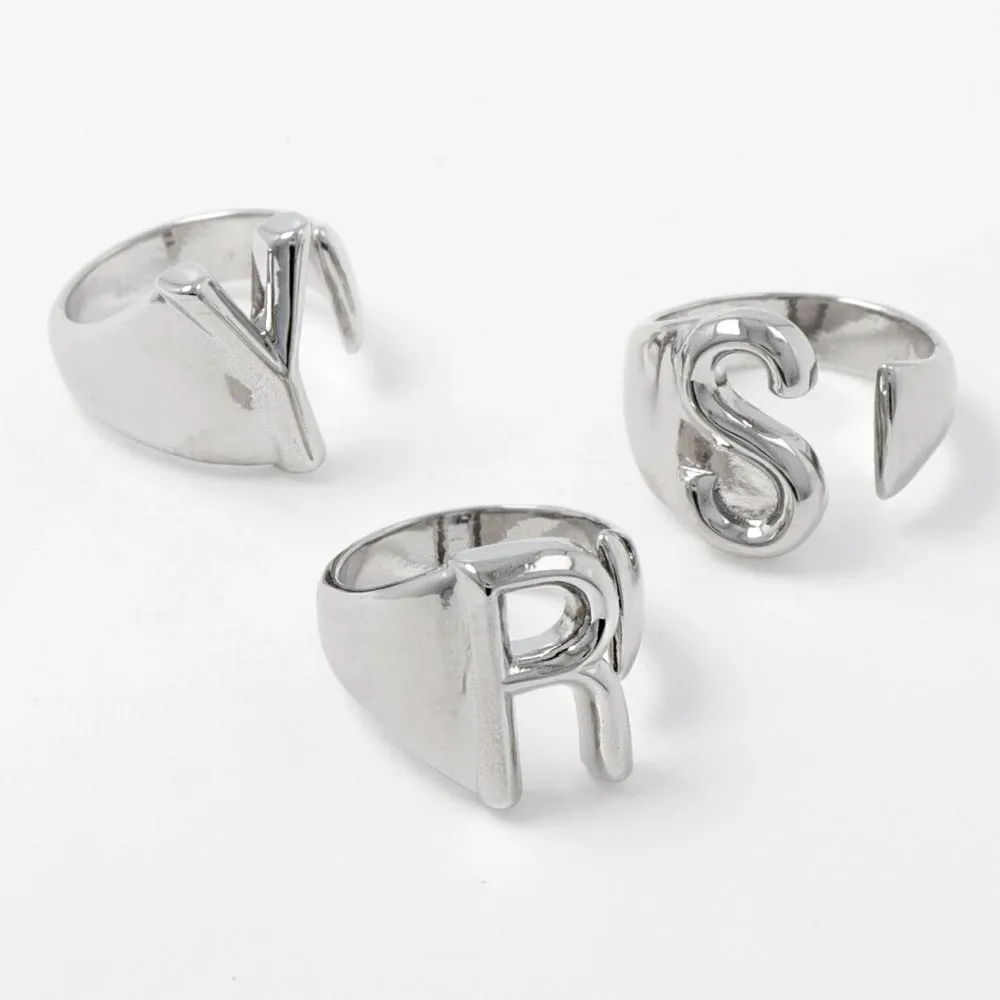Alphabet Ring In Silver-Tone