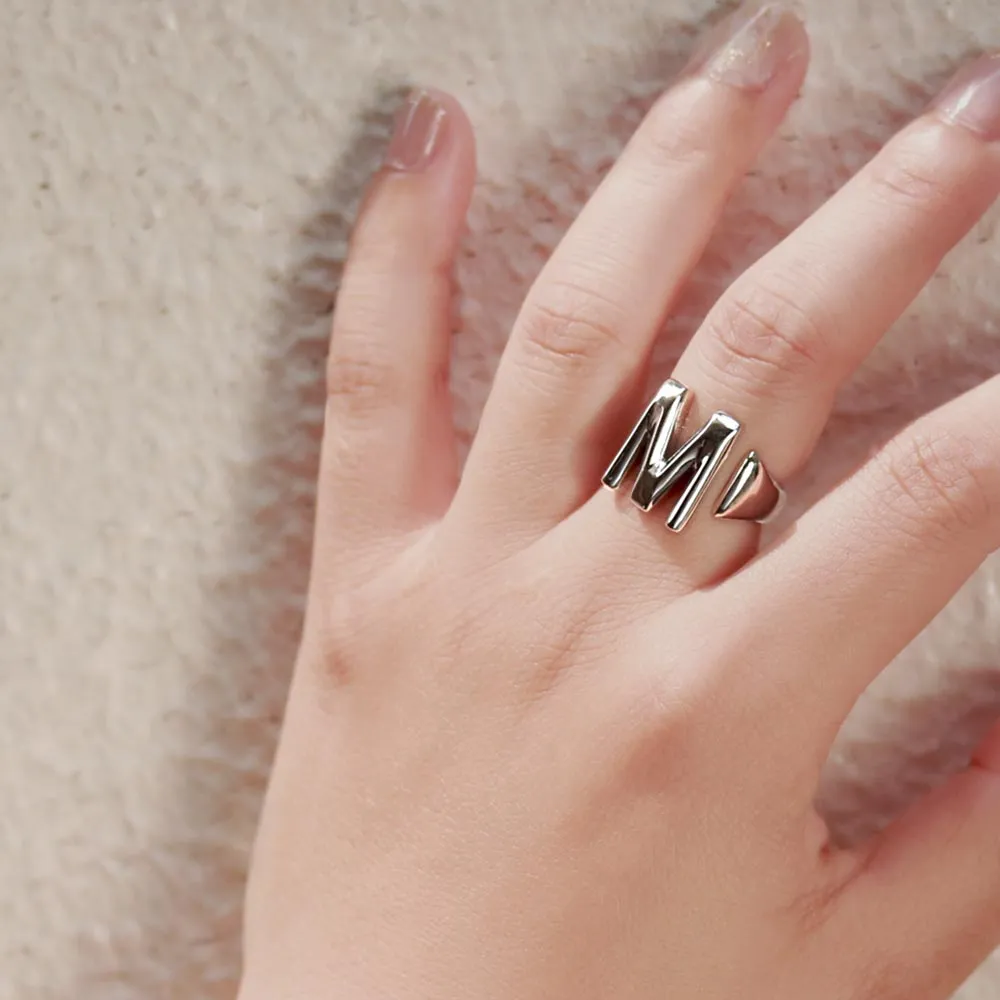 Alphabet Ring In Silver-Tone