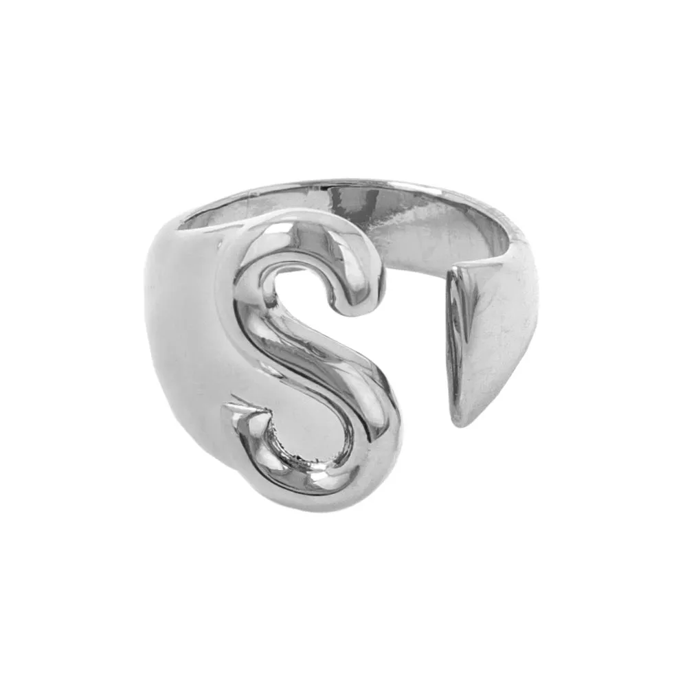 Alphabet Ring In Silver-Tone