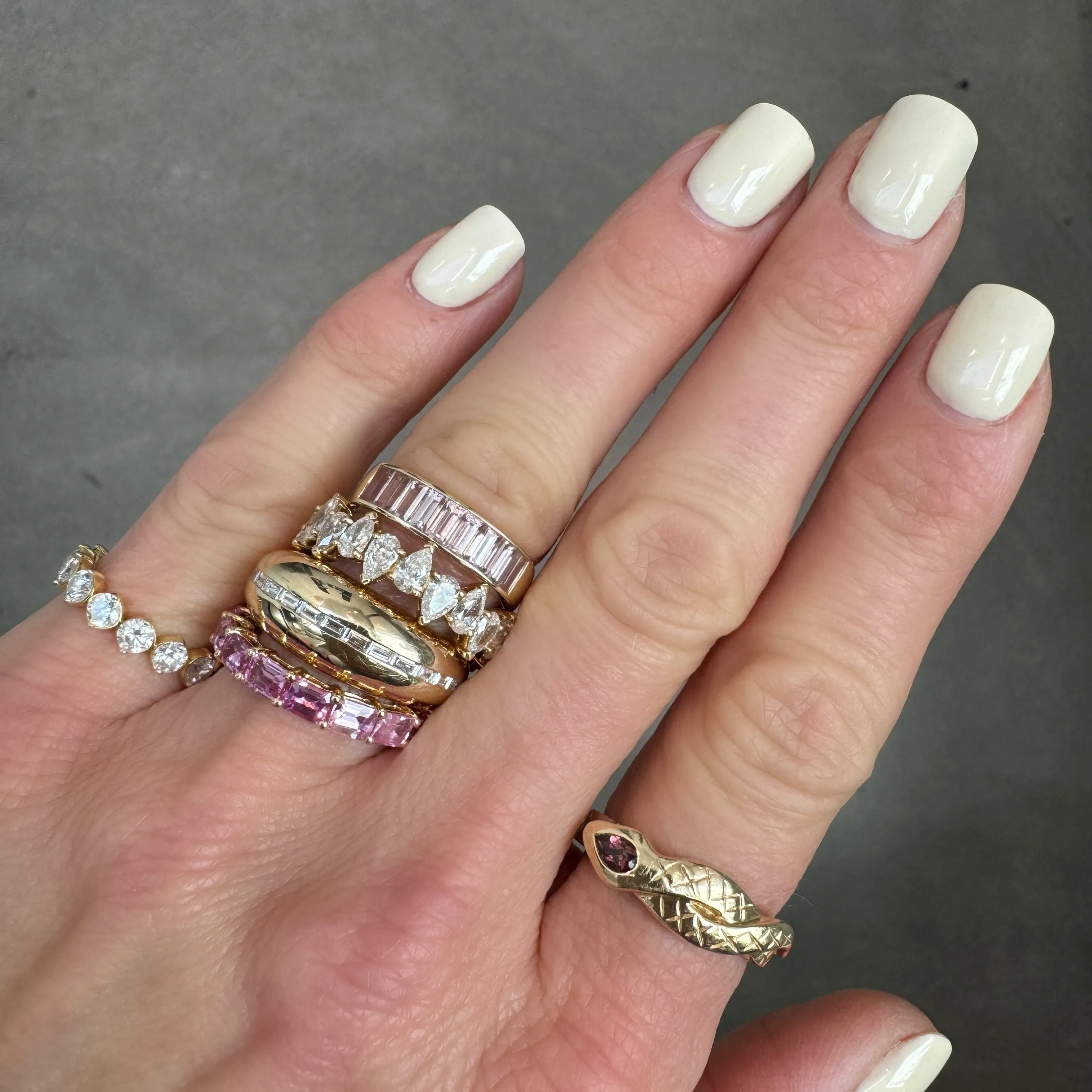 Alternating Diamond Teardrop Eternity Band Ring