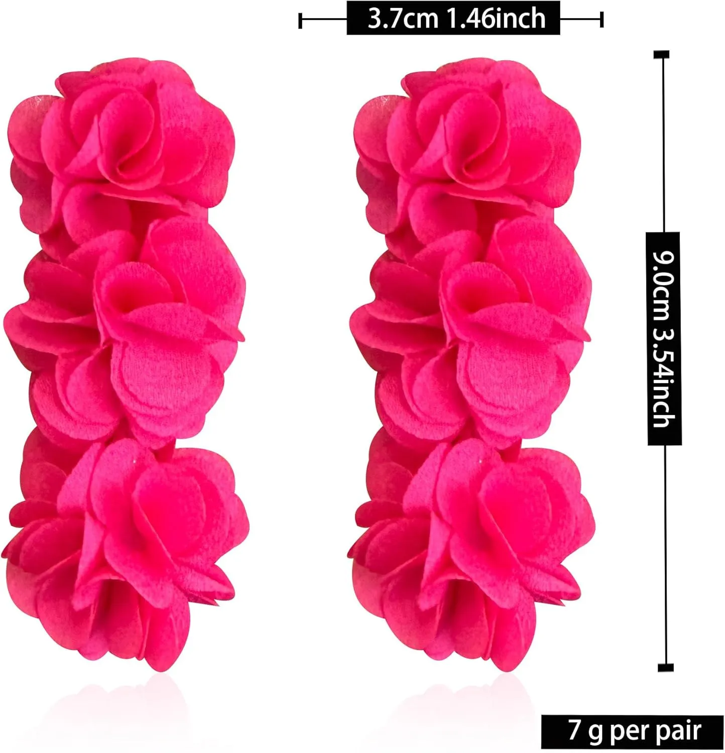 Anmpab Elegant Long Fabric 3-Layer Flower Tassel Earrings Bohemian Handmade Dangle Drop Earrings for Women Vintage Floral Statement Jewelry