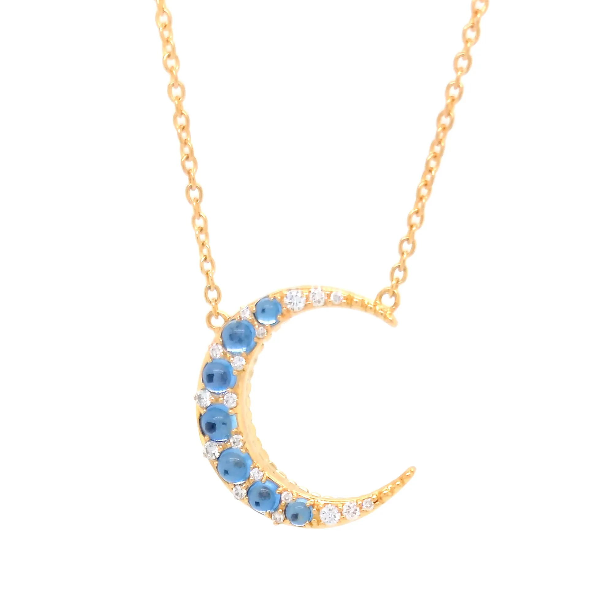 Aquamarine Midi Crescent Moon Necklace