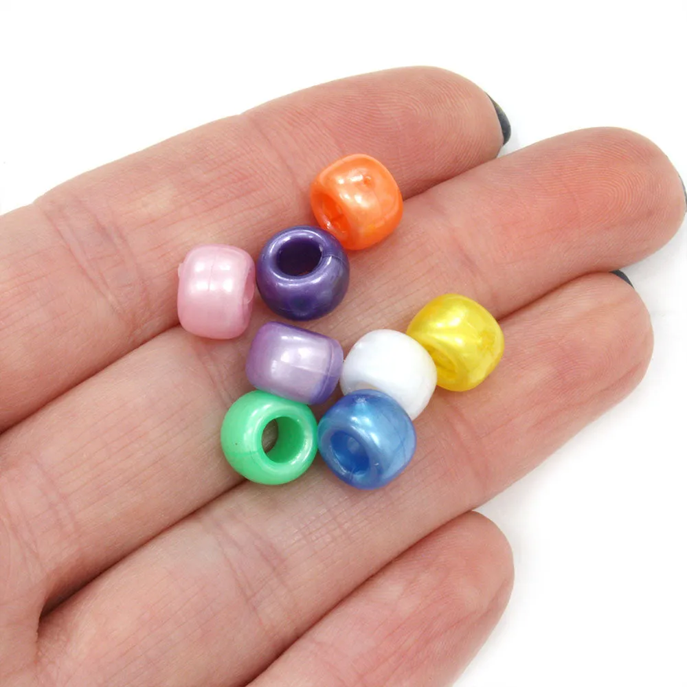 Bath Pearl Mix Plastic Barrel Pony 6x8mm-Pack of 500