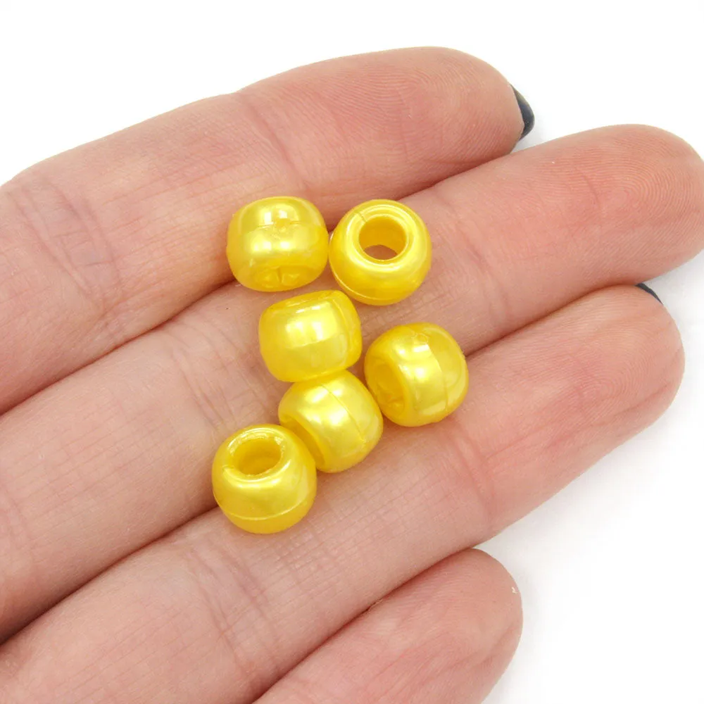 Bath Pearl Yellow Plastic Barrel Pony 6x8mm-Pack of 500