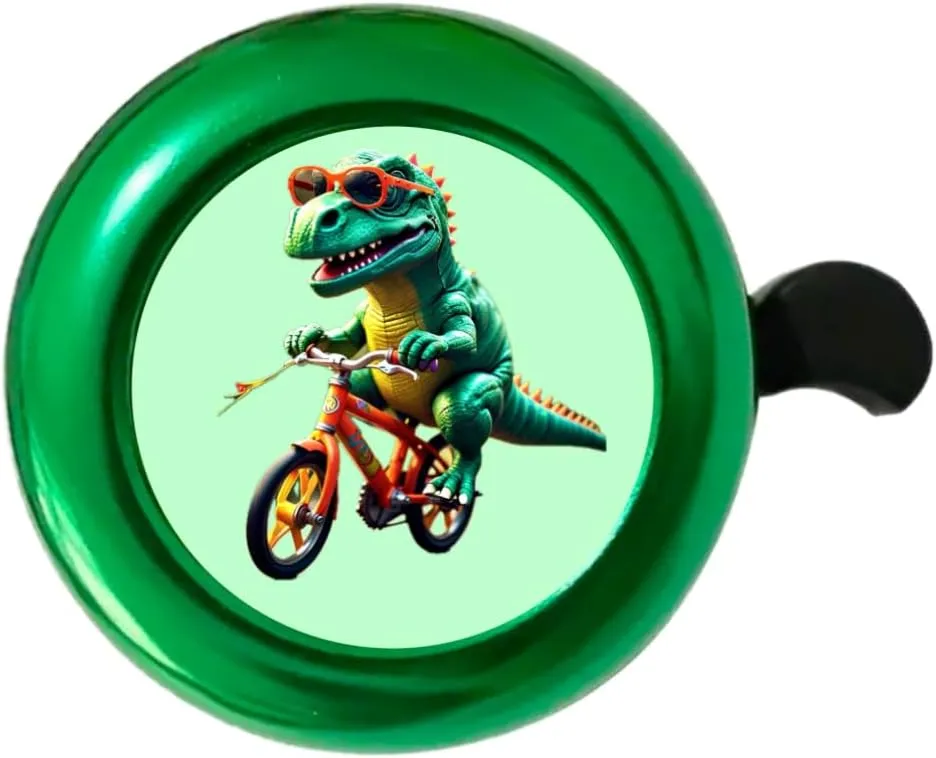 Bike Bell with Fun Graphics Unicorn Dino, Loud Crisp Clear Sound Metal Bike Bicycle Bell for Kids, and Styles, Cool Dinosaur, Unicorn, Fairy Princess