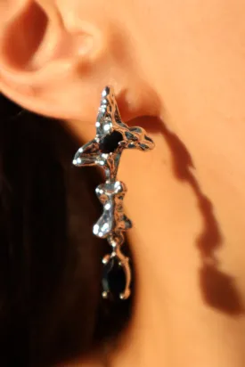 Black Gems Star Earrings