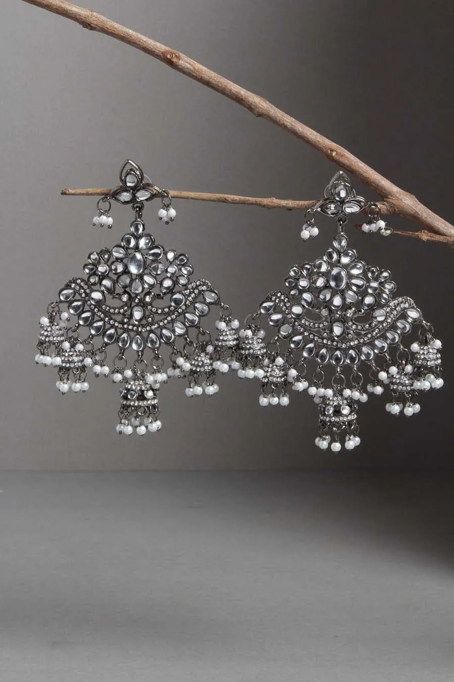 Black Kundan Statement Earring