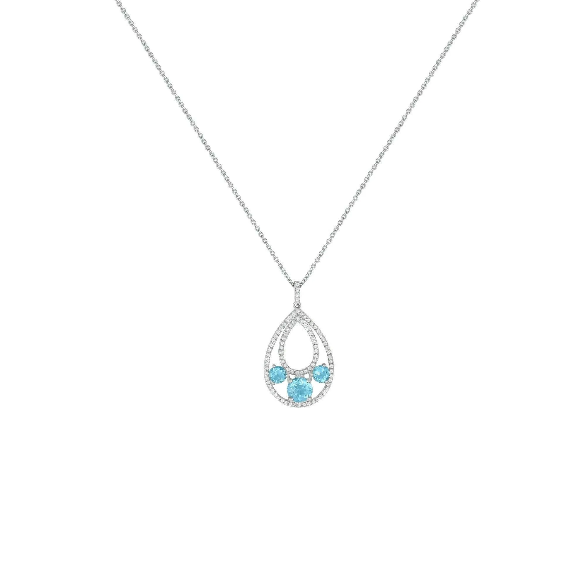 Blue Topaz and Created White Sapphire Fashion Pendant