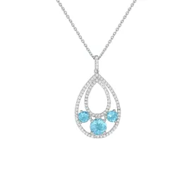 Blue Topaz and Created White Sapphire Fashion Pendant