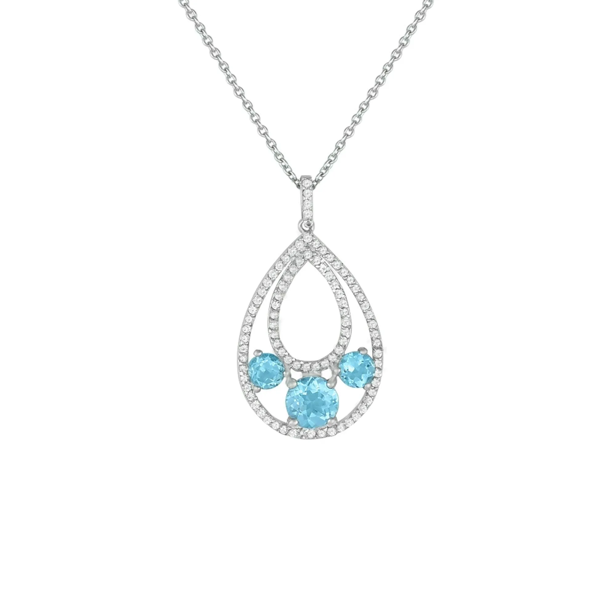 Blue Topaz and Created White Sapphire Fashion Pendant