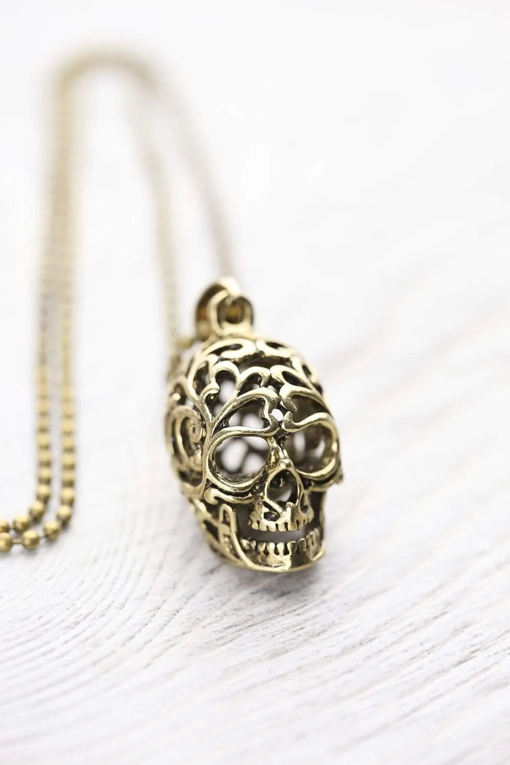 Brass Skull Impermanence Necklace