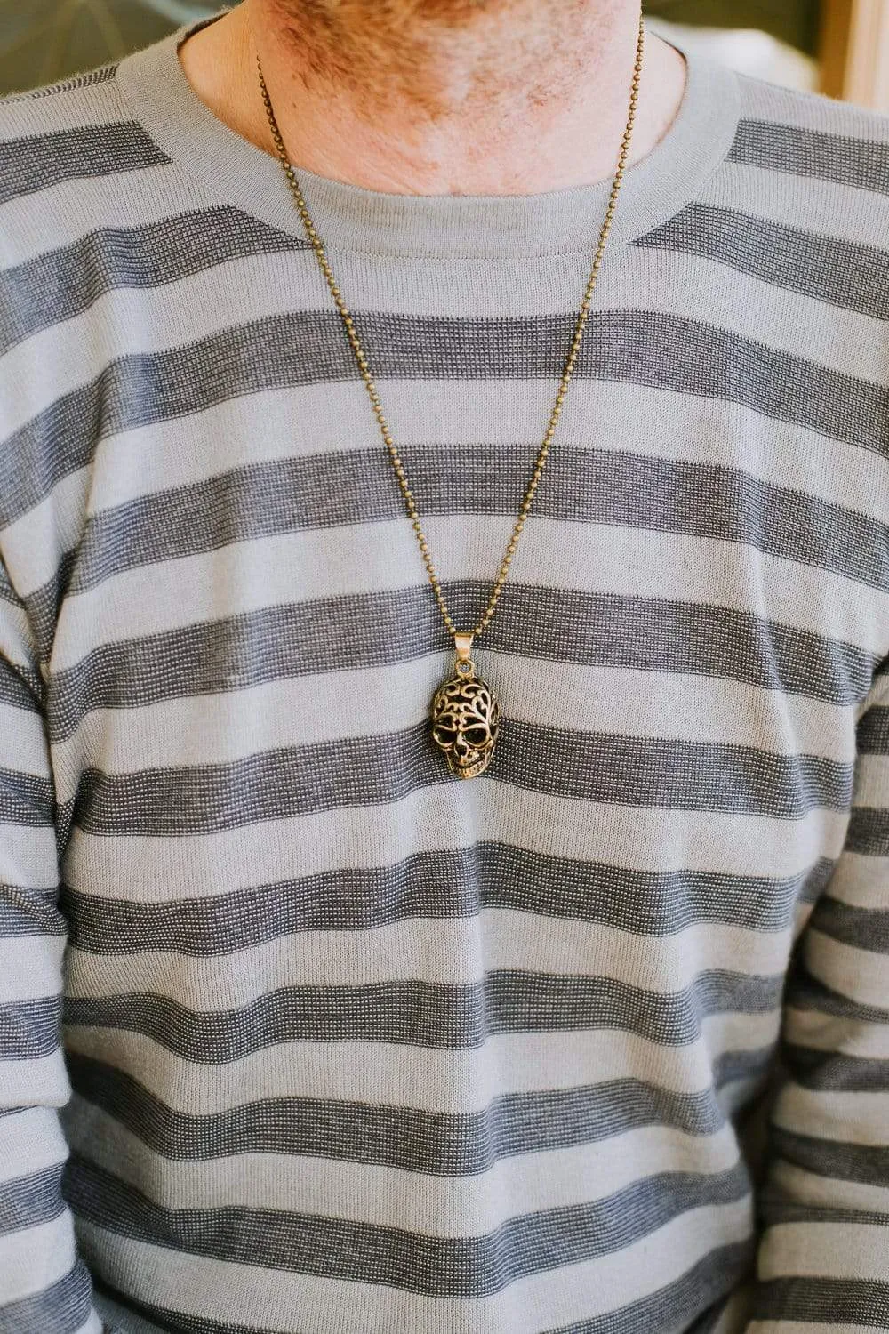 Brass Skull Impermanence Necklace