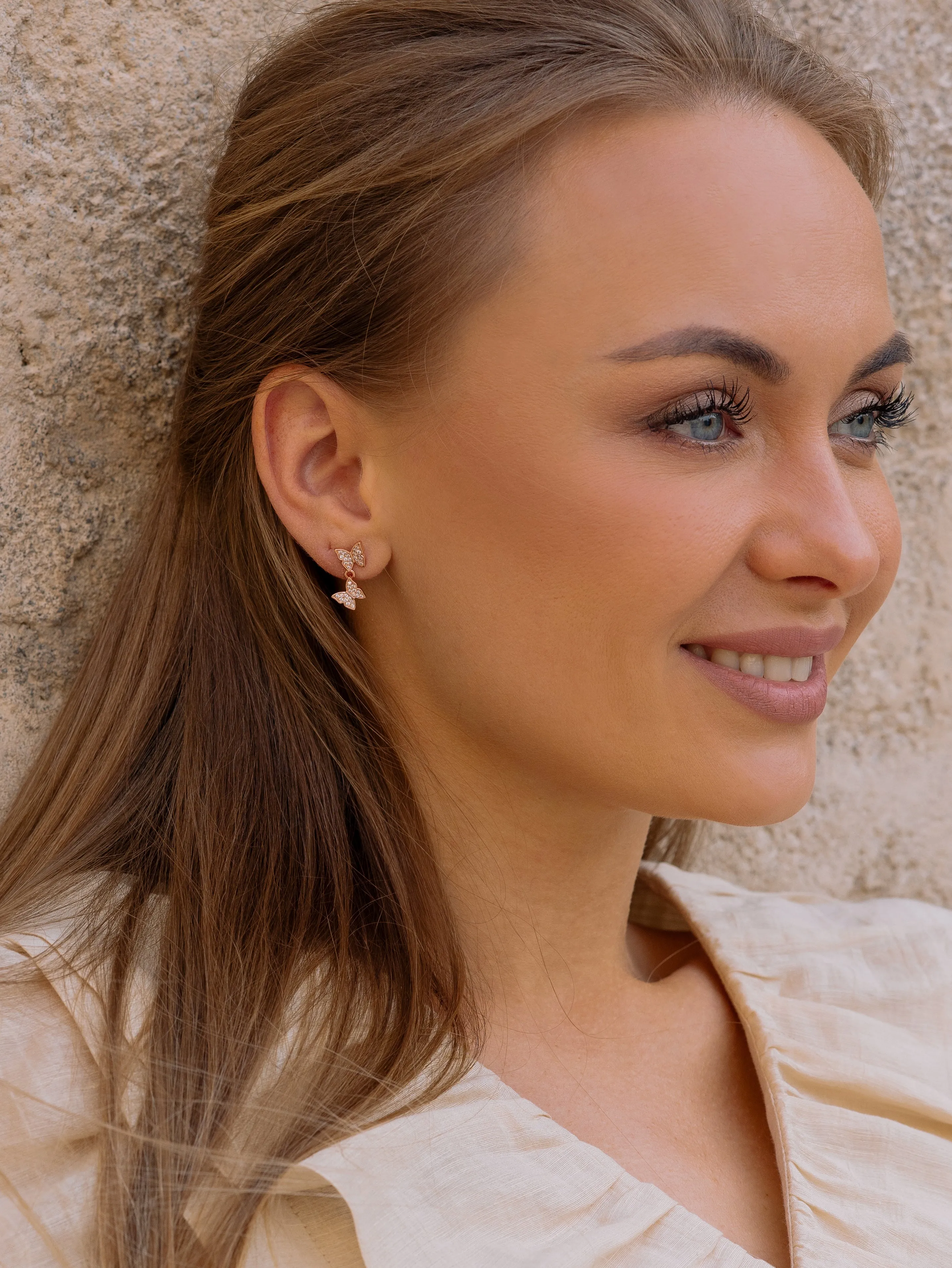 Butterfly Pave Stud Earrings