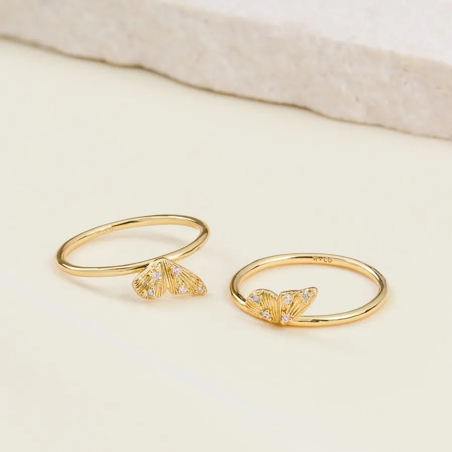 Butterfly Rainbow & Gold Ring Set