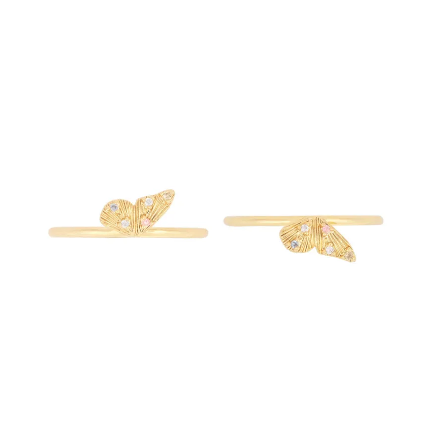 Butterfly Rainbow & Gold Ring Set