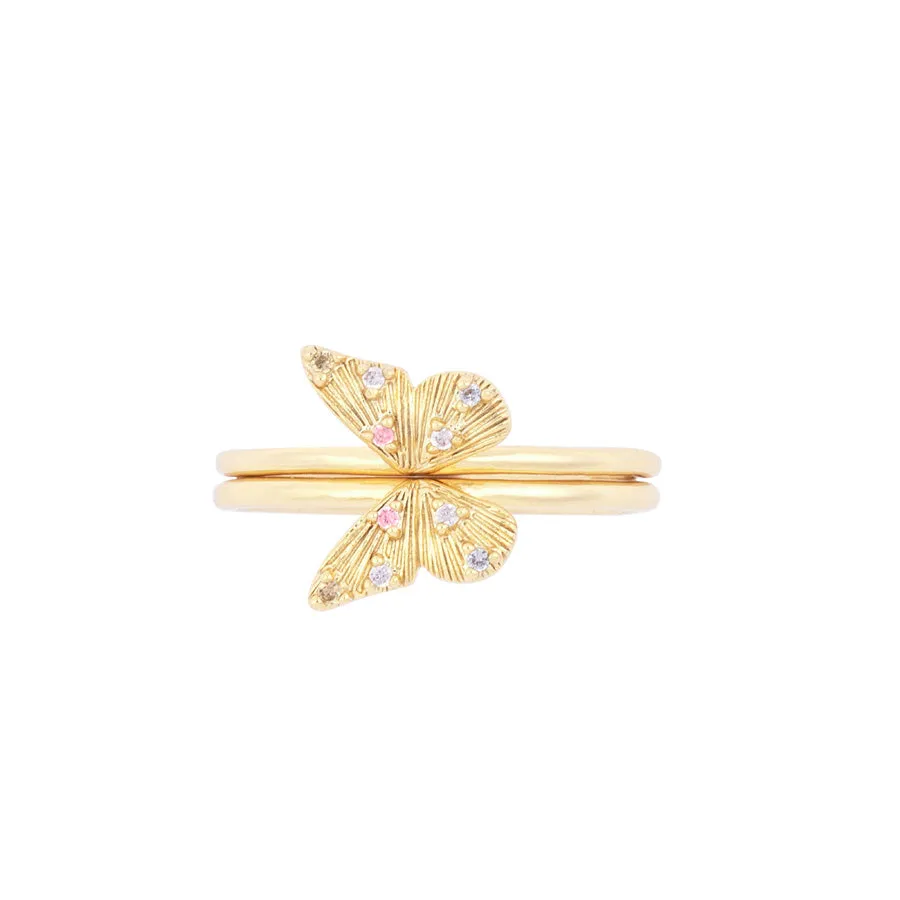 Butterfly Rainbow & Gold Ring Set