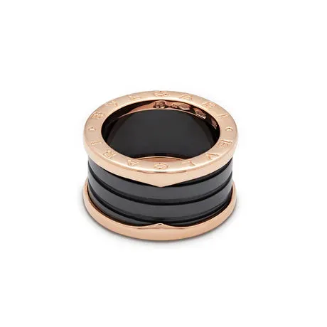 BVLGARI B-zero Rose Gold Black Ceramic Ring Model Number 346523