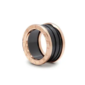 BVLGARI B-zero Rose Gold Black Ceramic Ring Model Number 346523