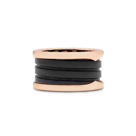 BVLGARI B-zero Rose Gold Black Ceramic Ring Model Number 346523