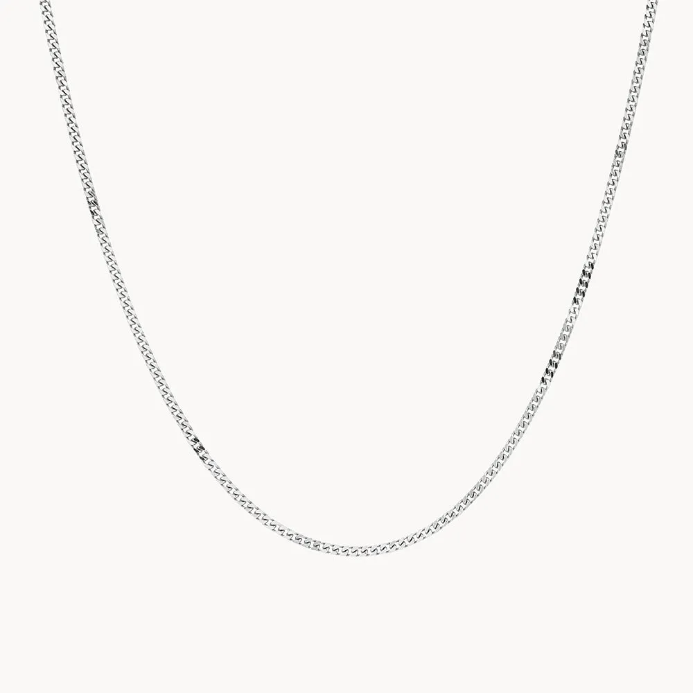 Classic Curb Chain Necklace in Silver
