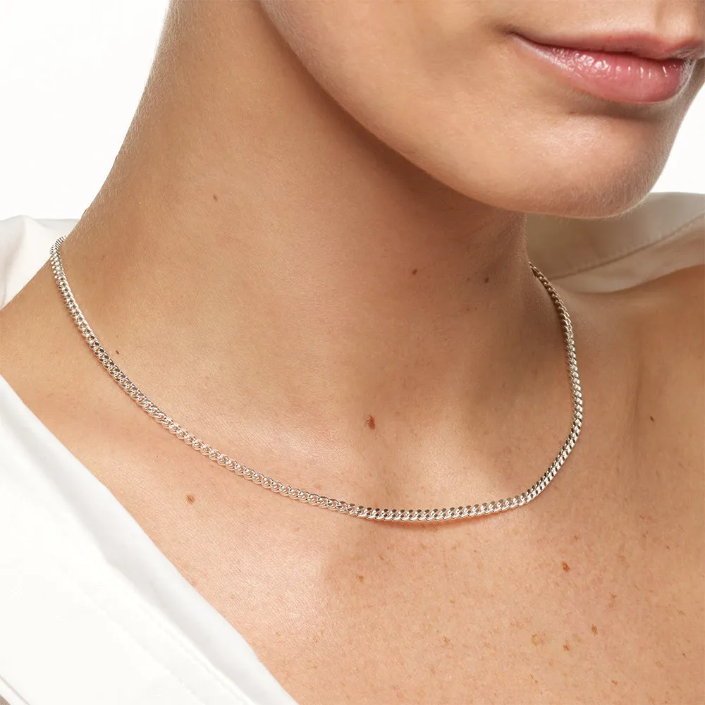 Classic Curb Chain Necklace in Silver