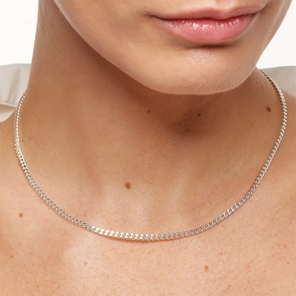 Classic Curb Chain Necklace in Silver