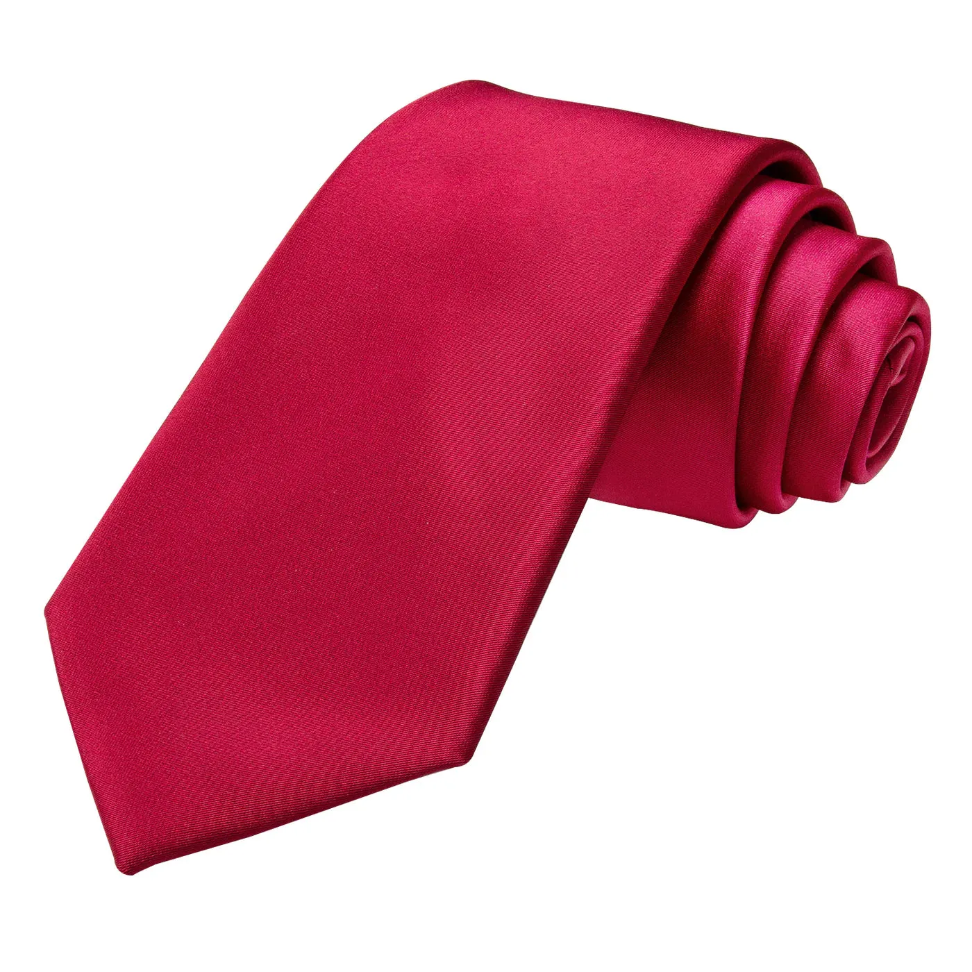 Classic Solid Red Silk Necktie Pocket Square Cufflinks Set