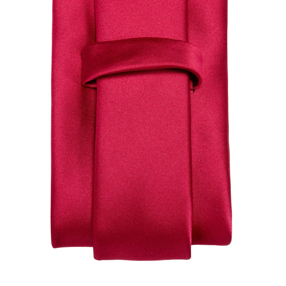 Classic Solid Red Silk Necktie Pocket Square Cufflinks Set