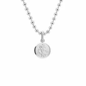 Classic Tiny St Christopher Necklace Sterling Silver 10mm