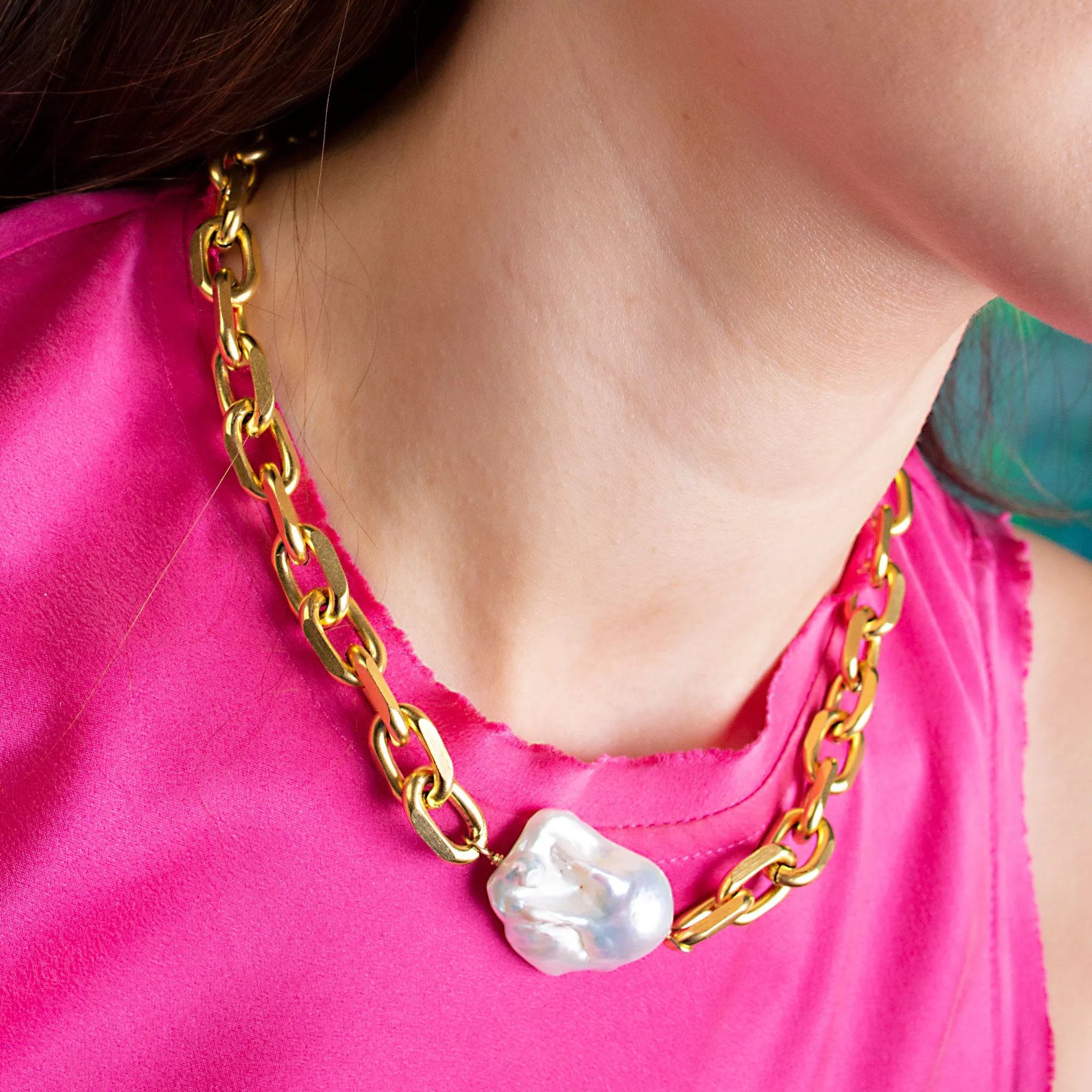 Cloud Nine Baroque Pearl Chain Choker Necklace