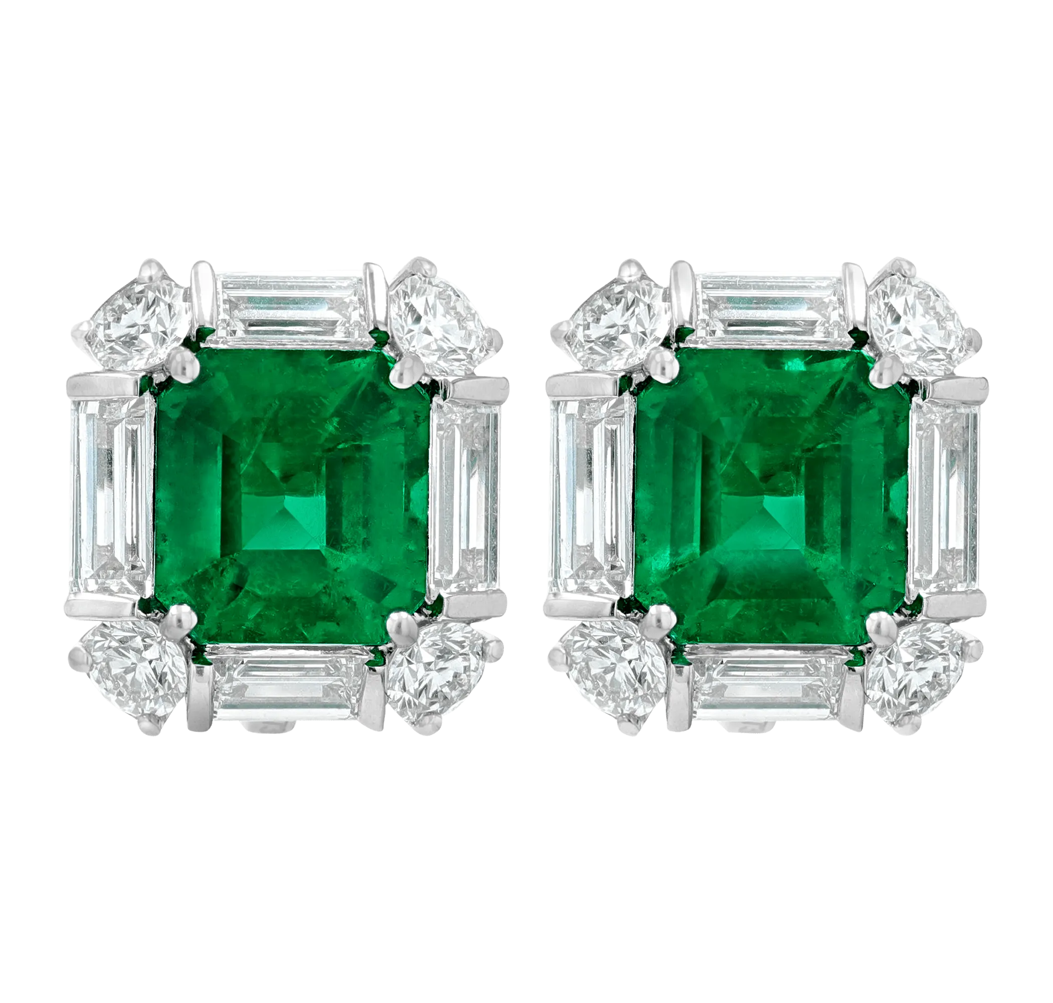 Colombian Emerald Earrings, 4.34 Carats