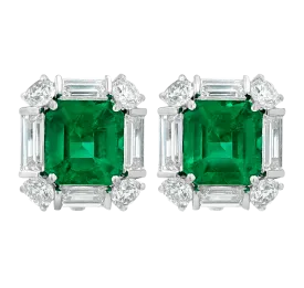 Colombian Emerald Earrings, 4.34 Carats