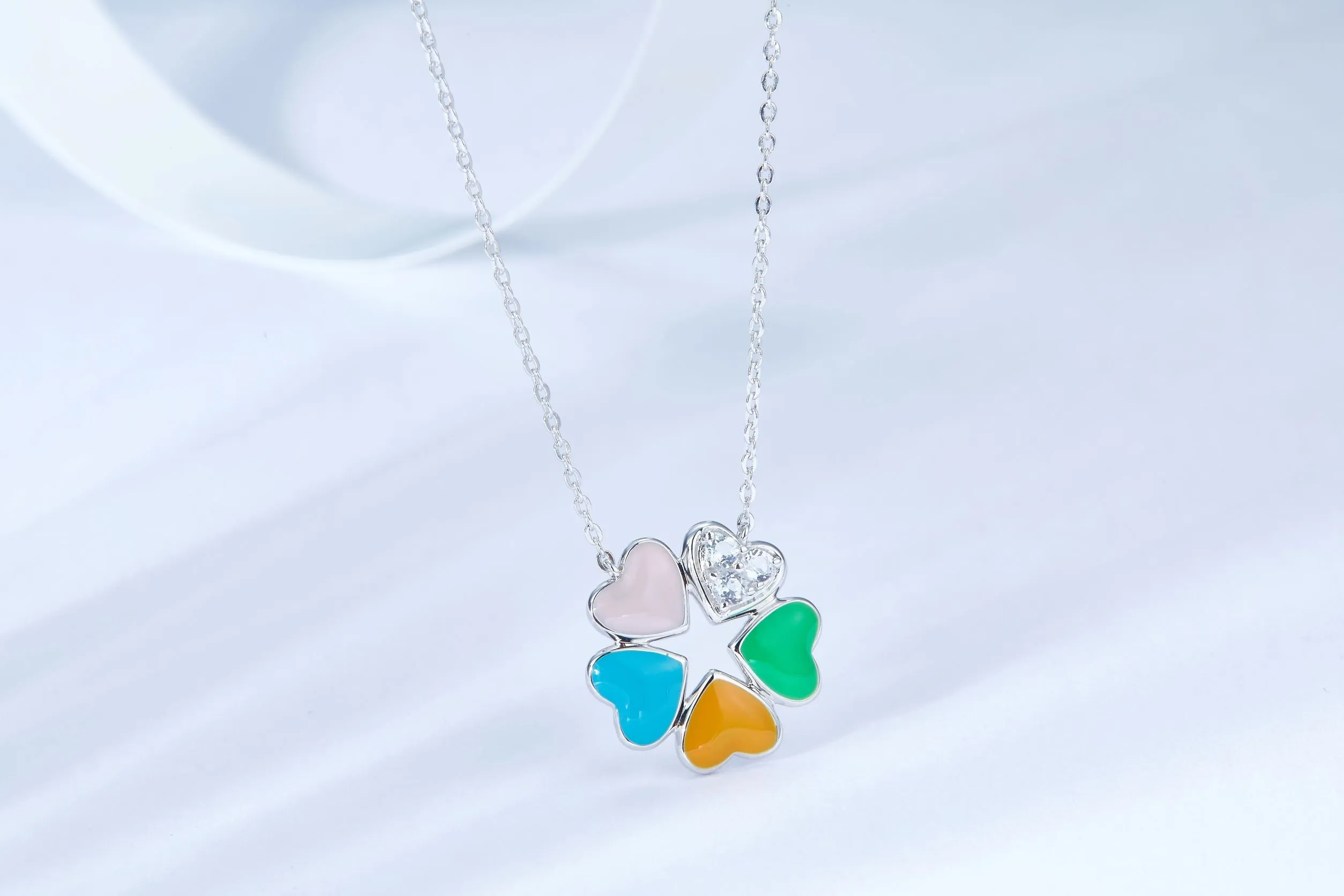Colourful Enamel Clover Necklace