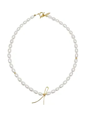 Contemporary Freshwater Pearls with Butterfly Knot Necklace LN066