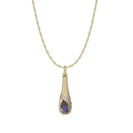 Created Alexandrite and Diamond Pendant in 10K Yellow Gold