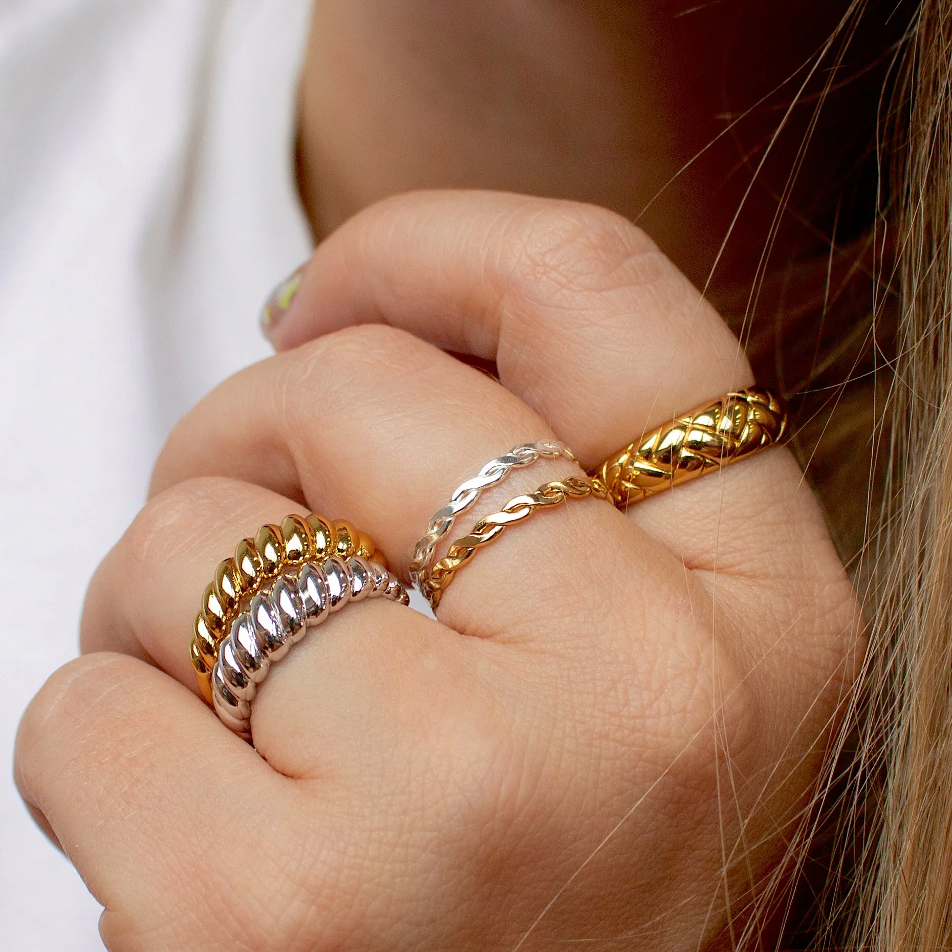 Crossiant Dome Ring Silver