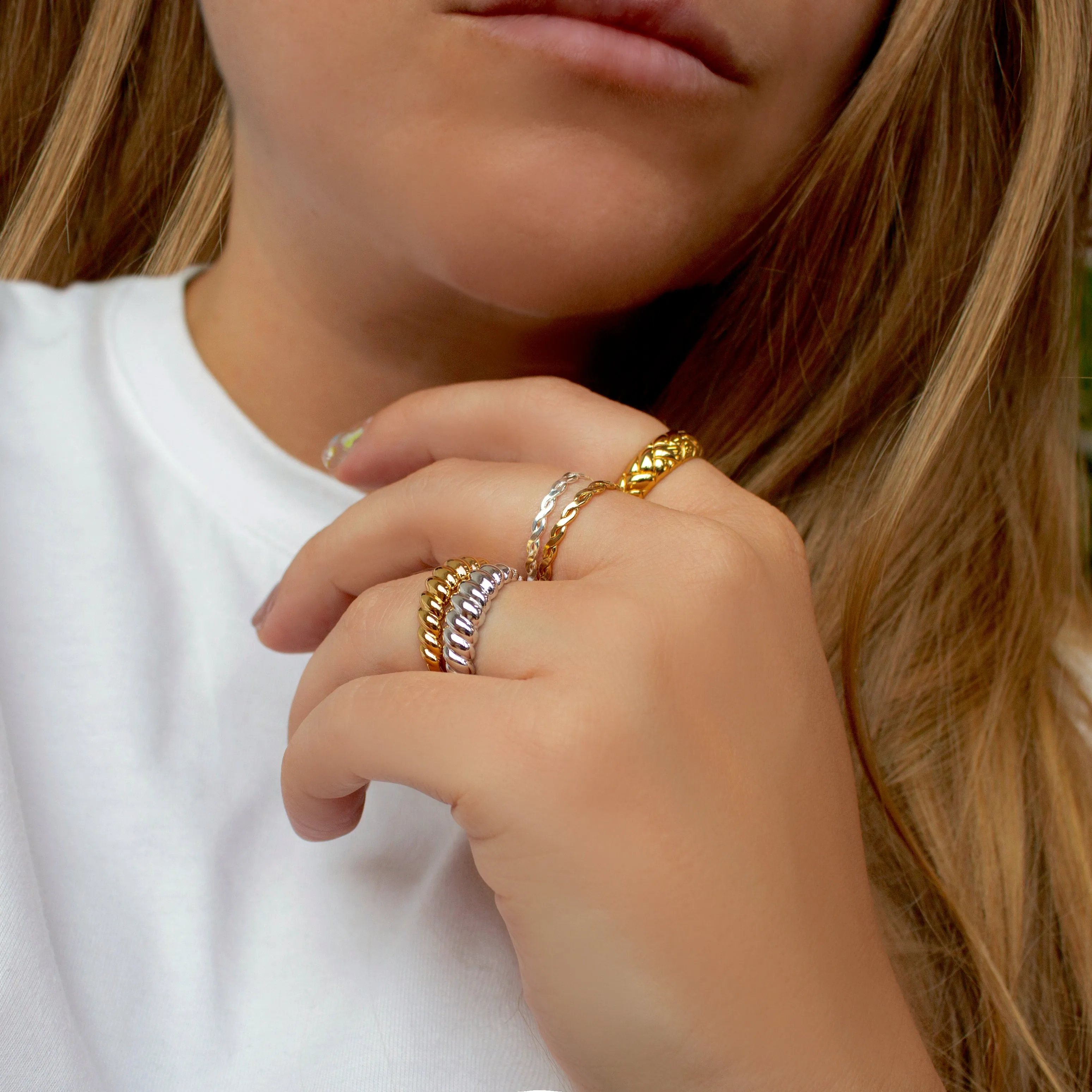 Crossiant Dome Ring Silver