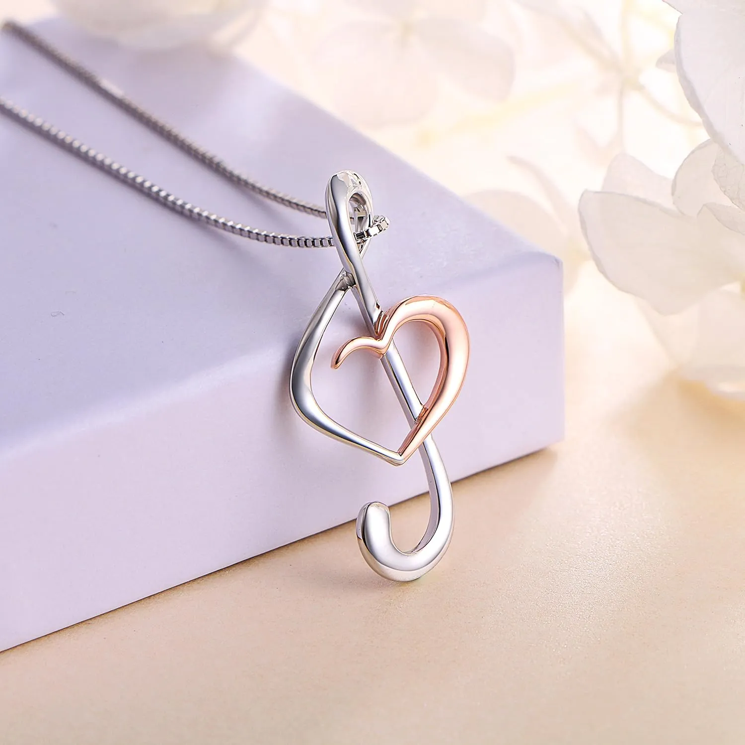 DAOCHONG (Musical Note Necklace Pendant 925 Sterling Silver Jewelry for Women, 18 Inch
