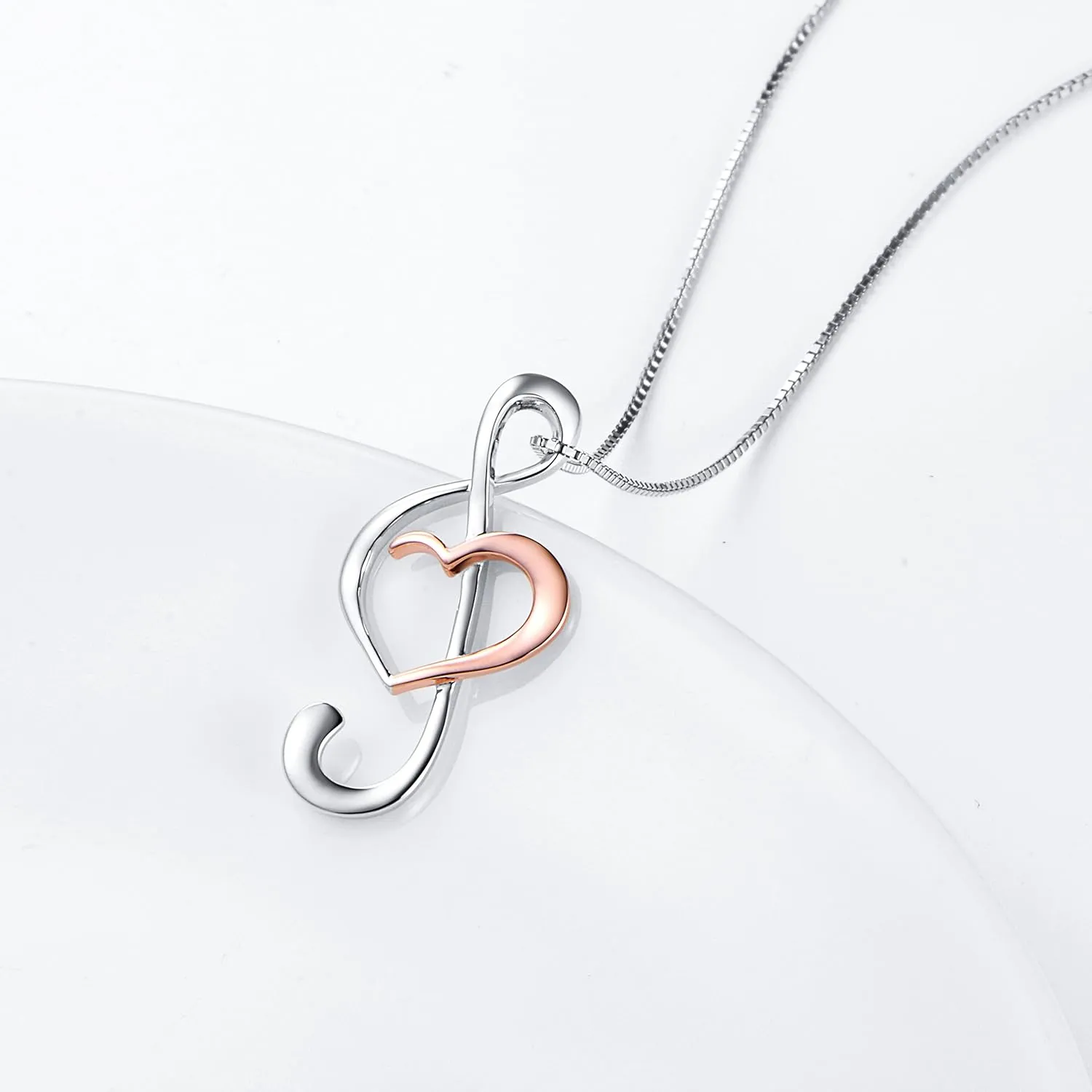 DAOCHONG (Musical Note Necklace Pendant 925 Sterling Silver Jewelry for Women, 18 Inch