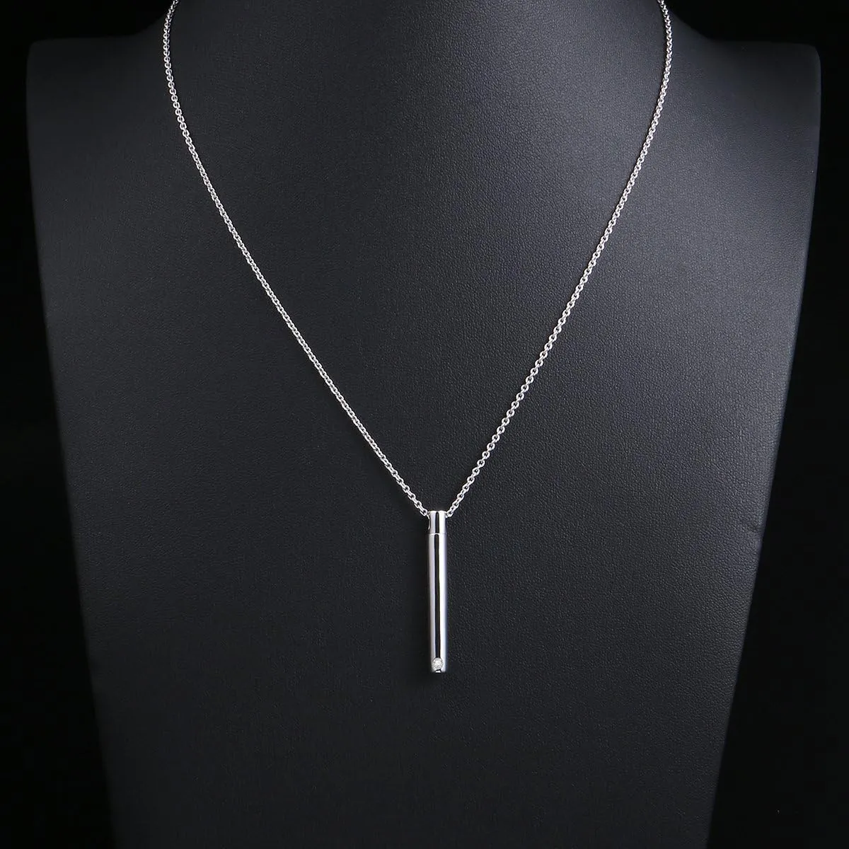 DAOCHONG S925 Sterling Silver Urn Necklace Memorial Ashes Keepsake Exquisite Cremation Simple Bar Cross Pendant Jewelry