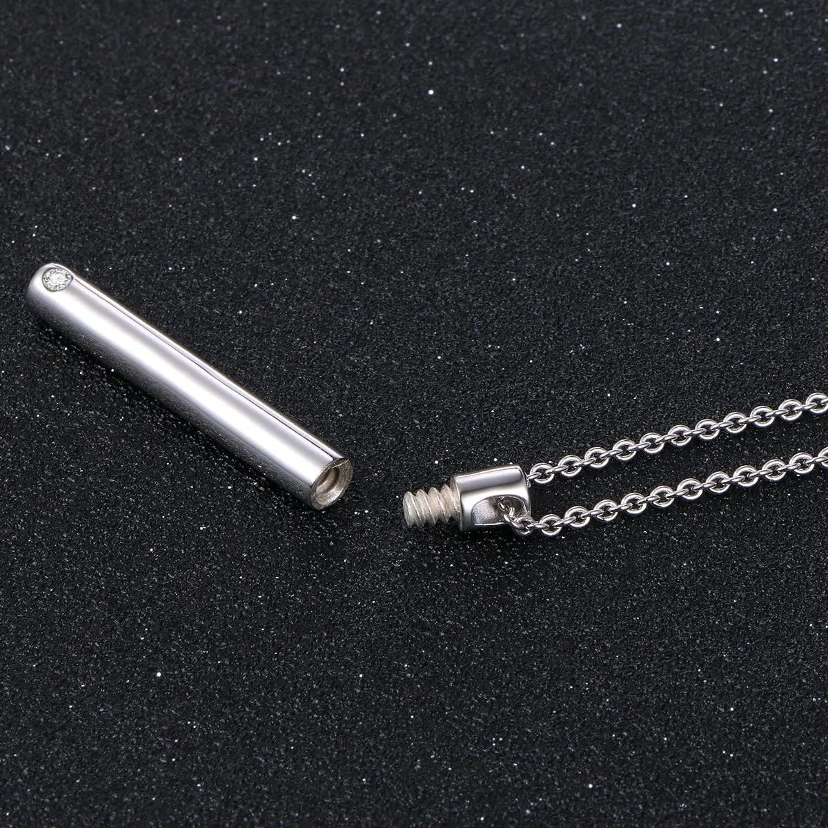 DAOCHONG S925 Sterling Silver Urn Necklace Memorial Ashes Keepsake Exquisite Cremation Simple Bar Cross Pendant Jewelry