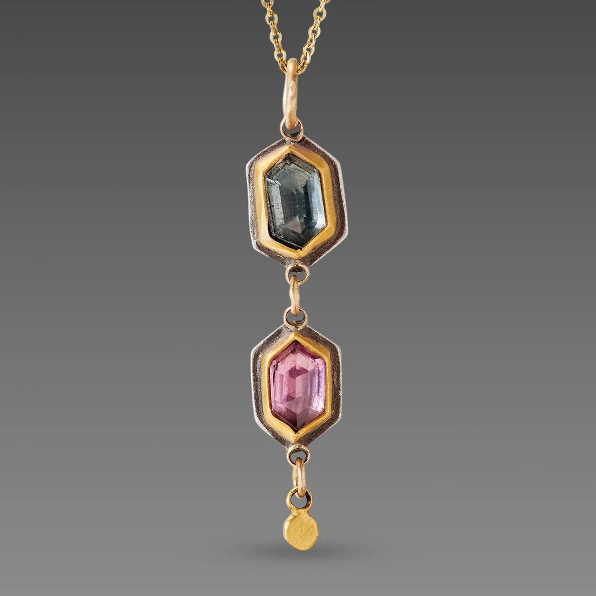 Delicate Pink & Blue Spinel Necklace