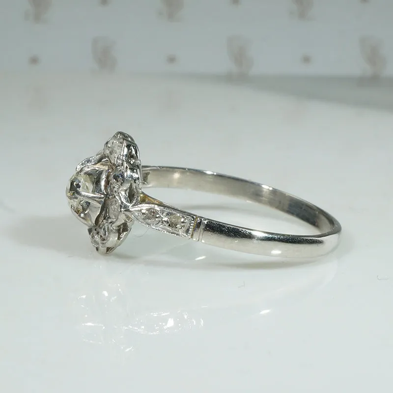 Delightful Old Mine & Rose Cut Diamond Platinum Ring